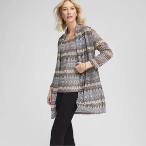 Chico's Travelers Knit Chevron Open-front Cardigan Sweater